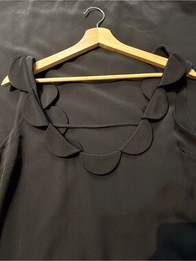 WAYNE Cooper Vintage Black Scalloped Neck Maxi Dress
